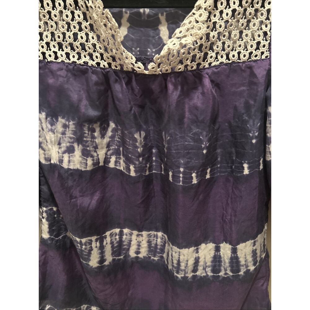 Calypso St. Barth Women’s 100% Silk 3/4 Sleeve Tunic Top Blue & Purple XS - Picture 2 of 5
